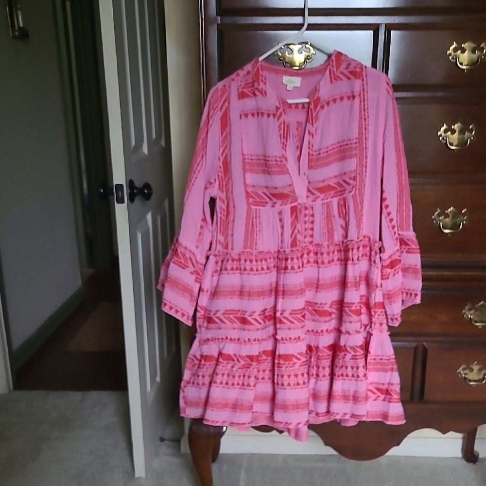 Elan Pink and Red Kids Casual Dress